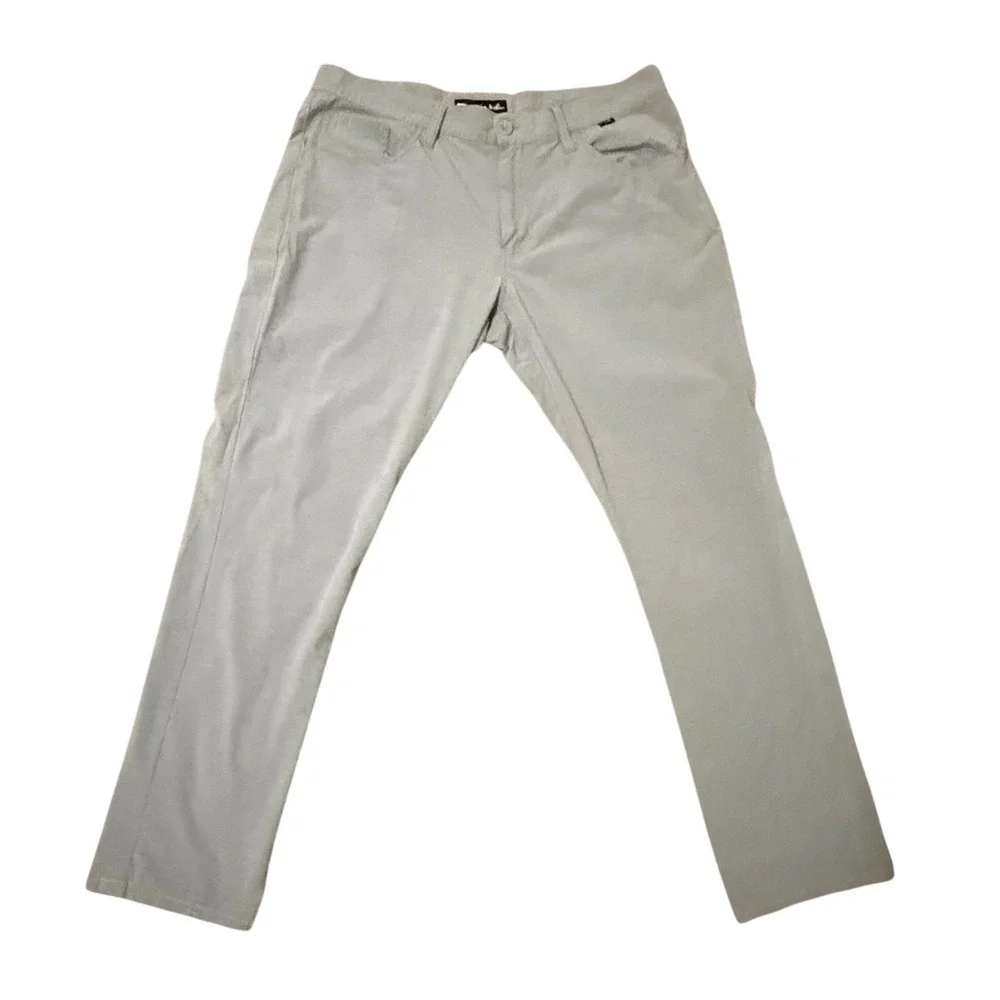 Travis Mathew‎ Men's Golf Pants Size 36 Gray Striped Polyester Blend Casual